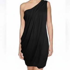Diane Von Furstenberg Y2K LBD One Shoulder Side Draped Mini Little Black Dress